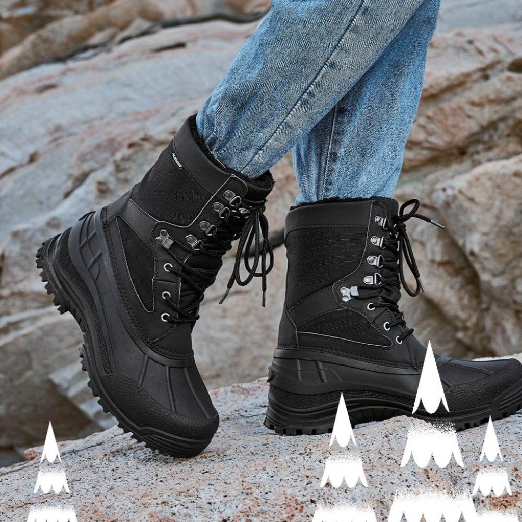 Picture of: Aleader Men’s Lace Up Insulated Waterproof Winter Snow Boots – Black/Pu   Aleadergear